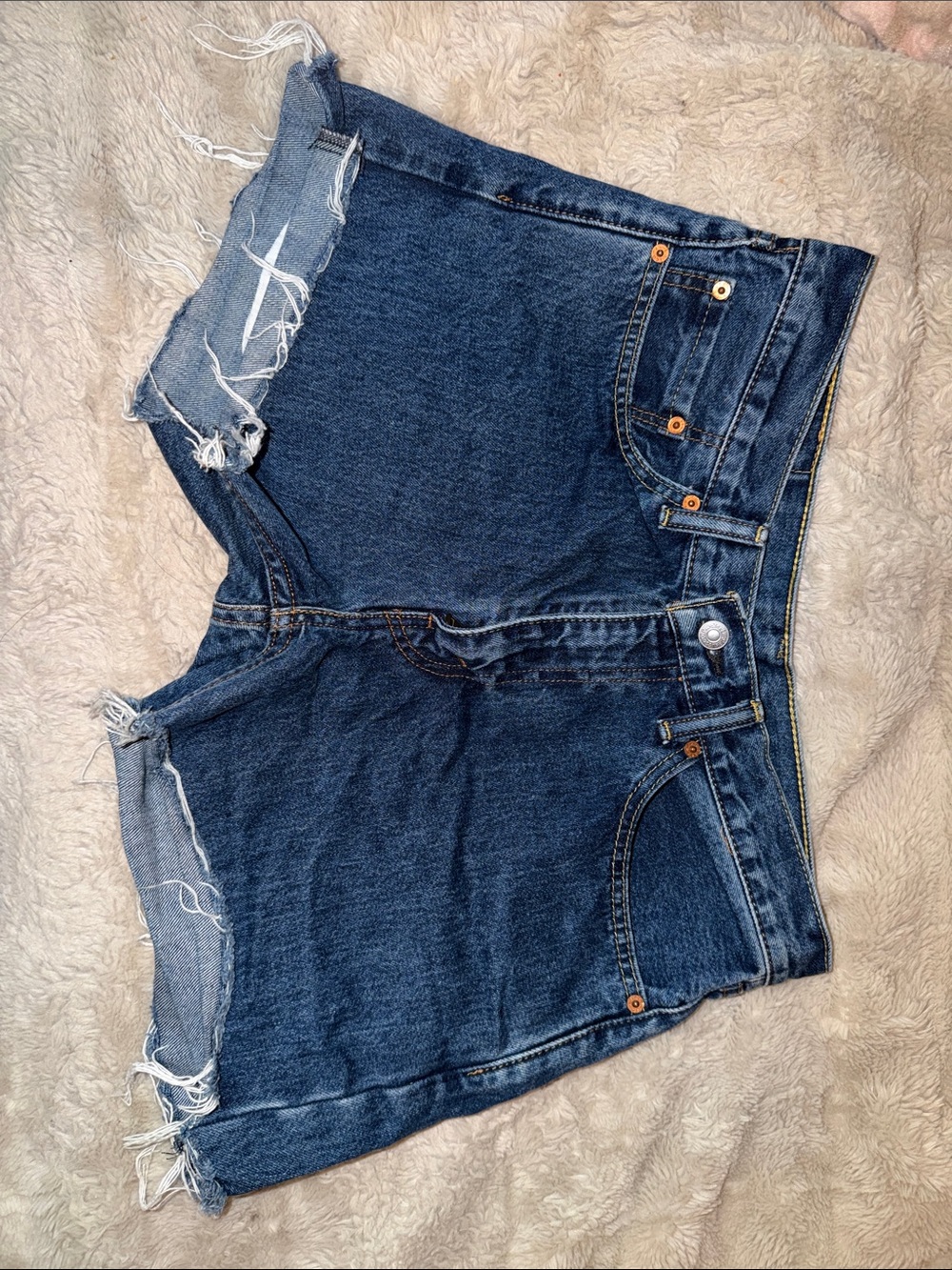 Women’s Dark Blue Denim HOME-CUT Cutoff Shorts